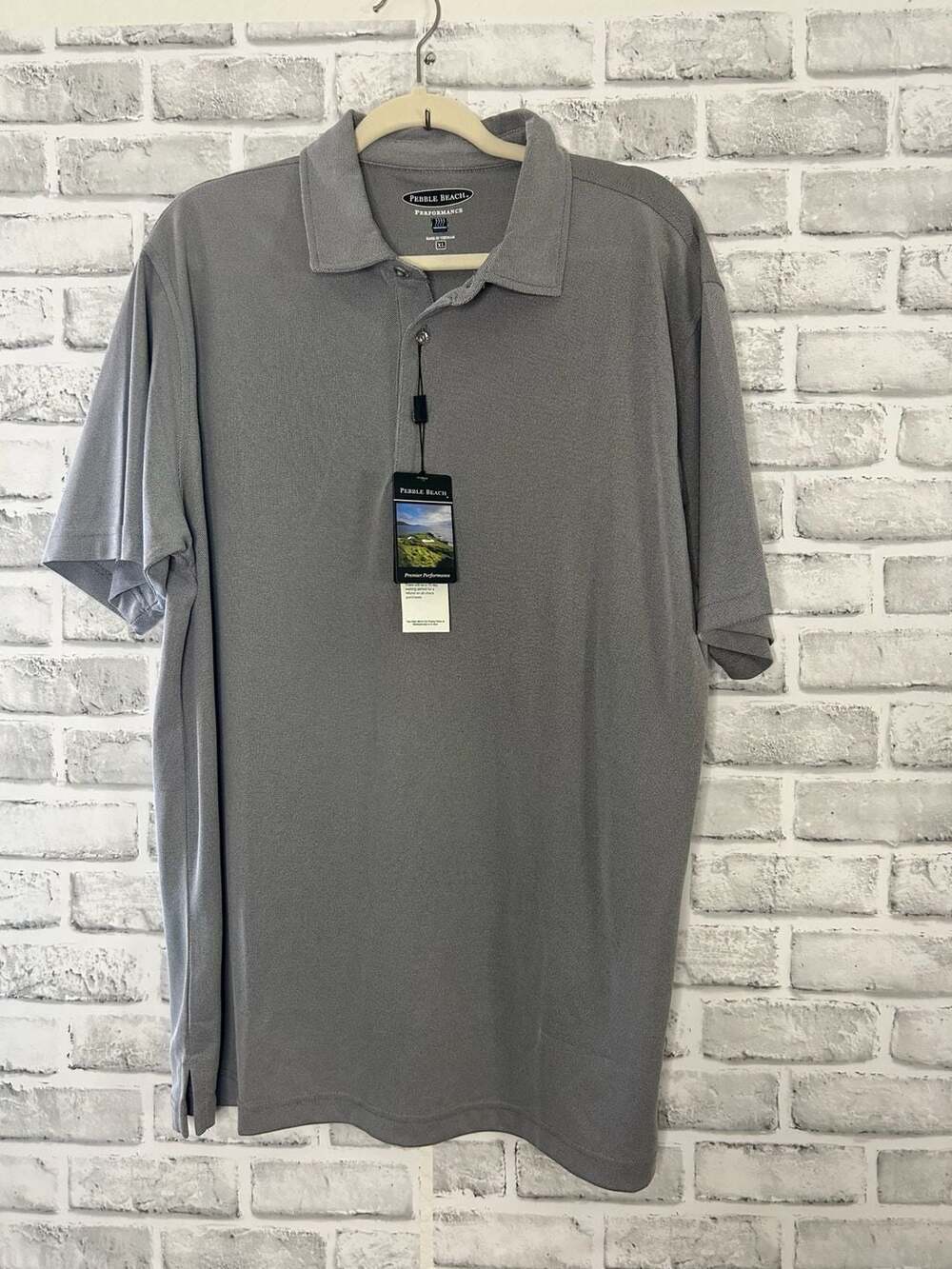 Pebble Beach Performance Men's Gray Short Sleeve Polo Shirt